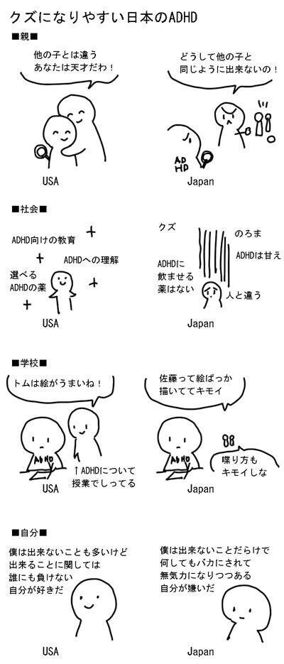 日本とアメリカのadhd 発達障害 の違いを描いたイラストが話題に いいね ニュース